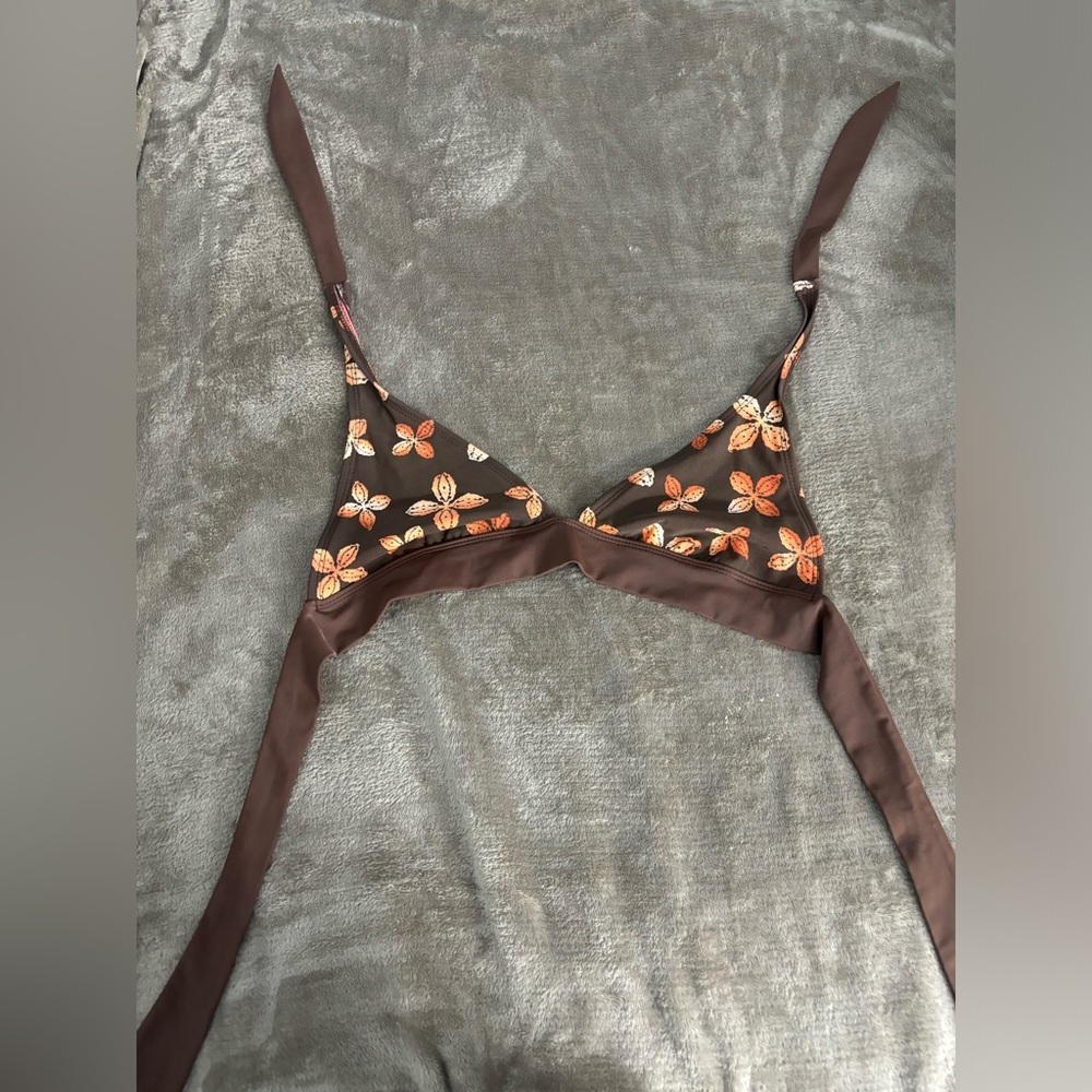 Athleta brown flower swimsuit top size small!!